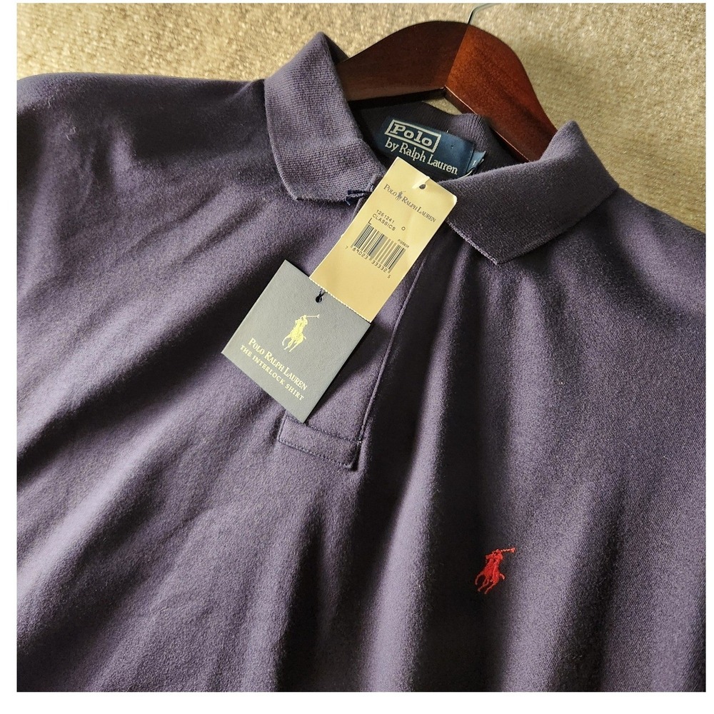 Polo Ralph Lauren Interlock Shirt Mens L Purple Red Pony Logo Short Sleeve NWT